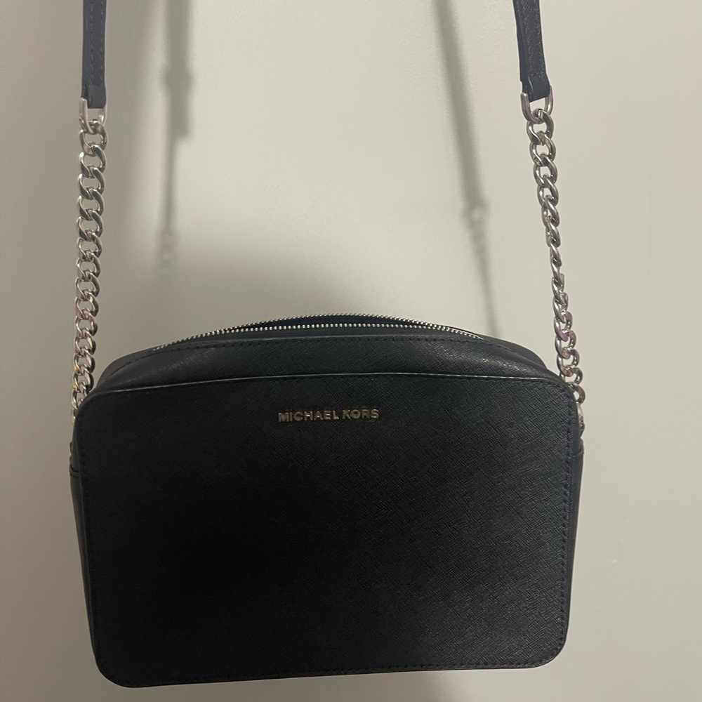 Michael Kors Black and Silver Crossbody Bag
